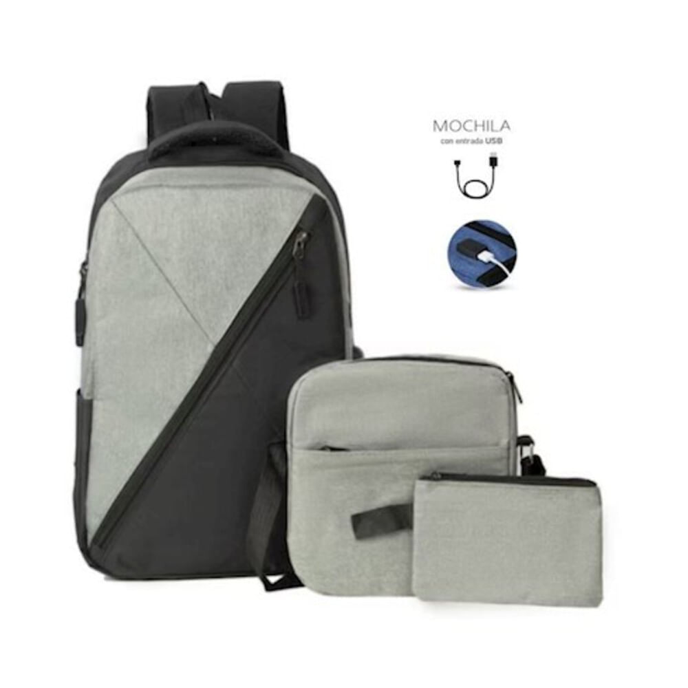 Mochila Pack 3 en 1 Cruzado Porta Laptop - Gris