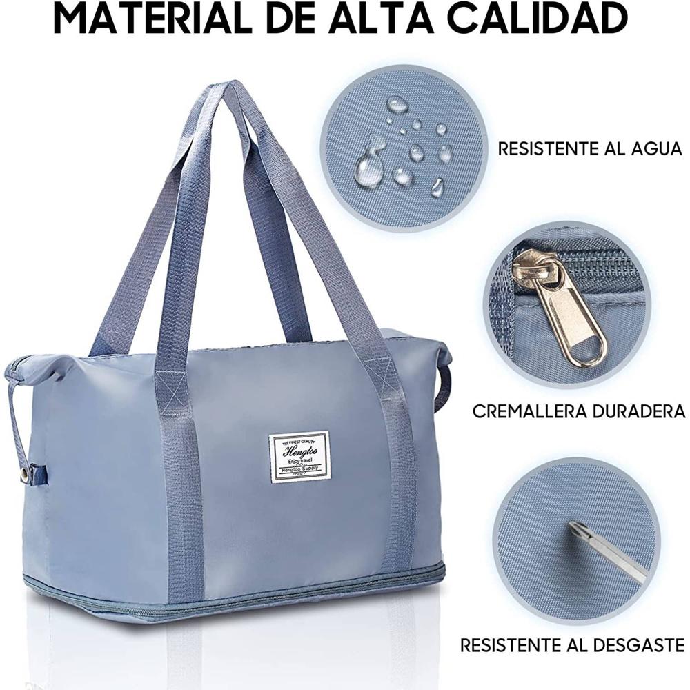 Bolso de Viaje Cartera Expandible Impermeable - Celeste
