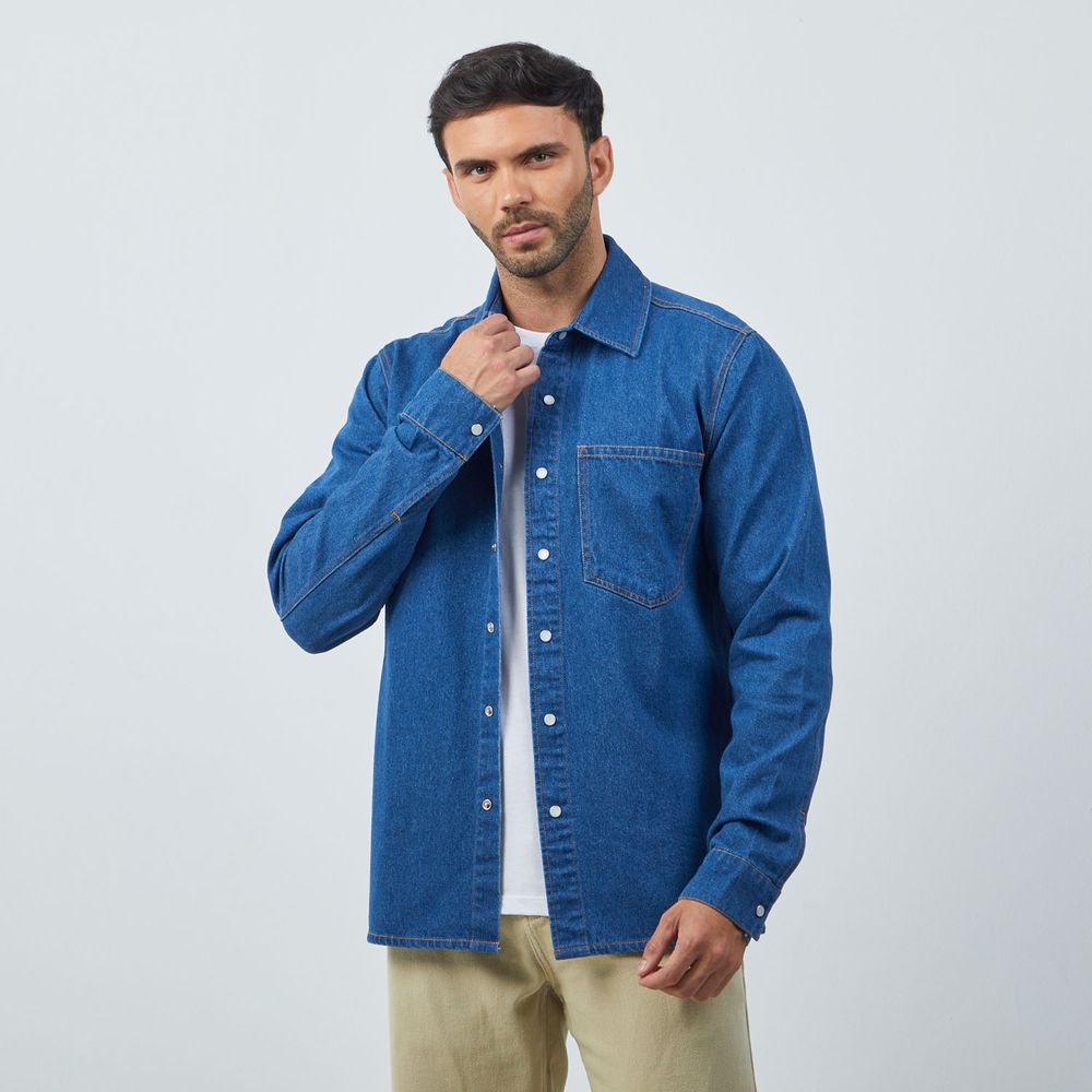 Camisa Denim Outfit Camisa Larga Hombre Camisa Hombre Denim Snap