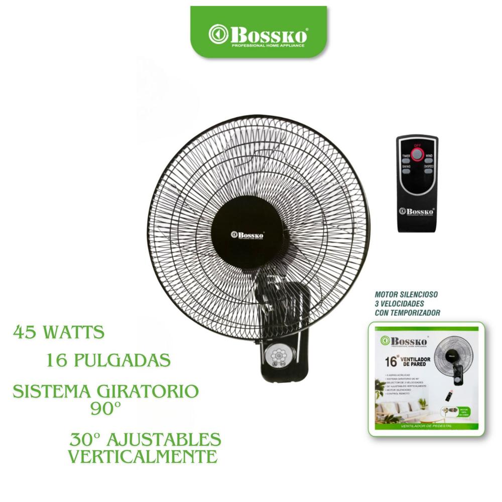 Ventilador de Pared Bossko BK 8452PD de 16"" con Control Remoto