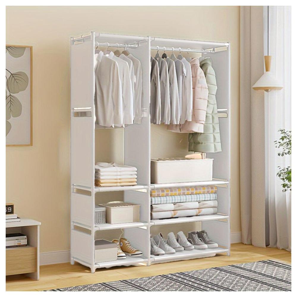 Ropero Armario Closet Perchero Organizador Ropa 2 Cuerpos Blanco VD3054 ...