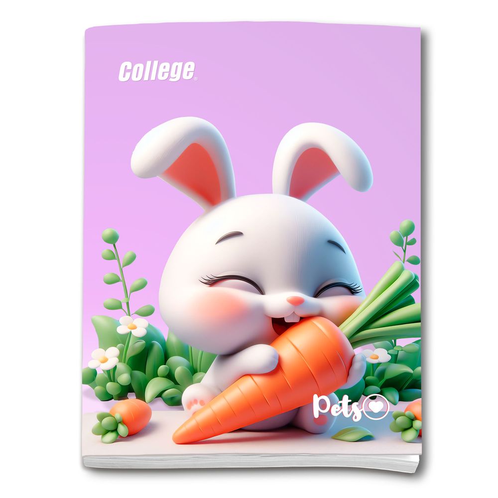 Cuaderno COLLEGE Triple Renglón Pets 80 Hojas