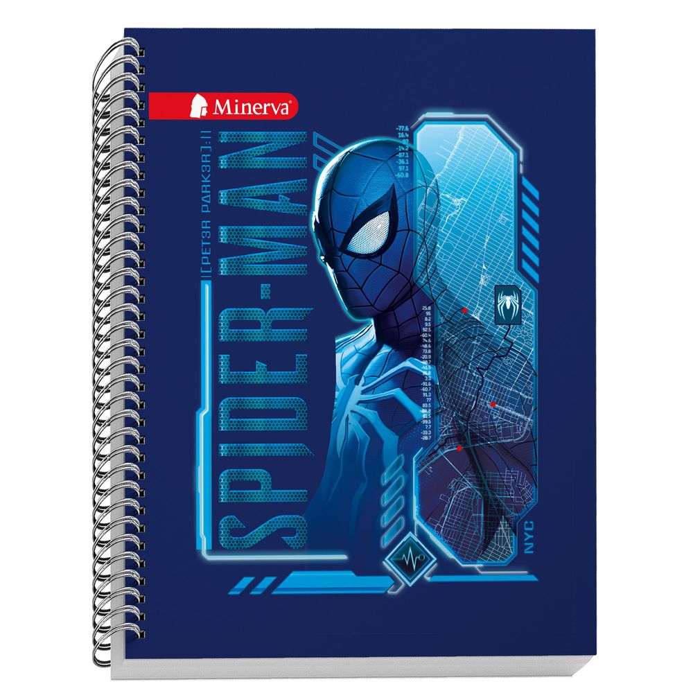Cuaderno MINERVA Cuadriculado Anillado Tapa Dura 5D Spiderman 150 Hojas