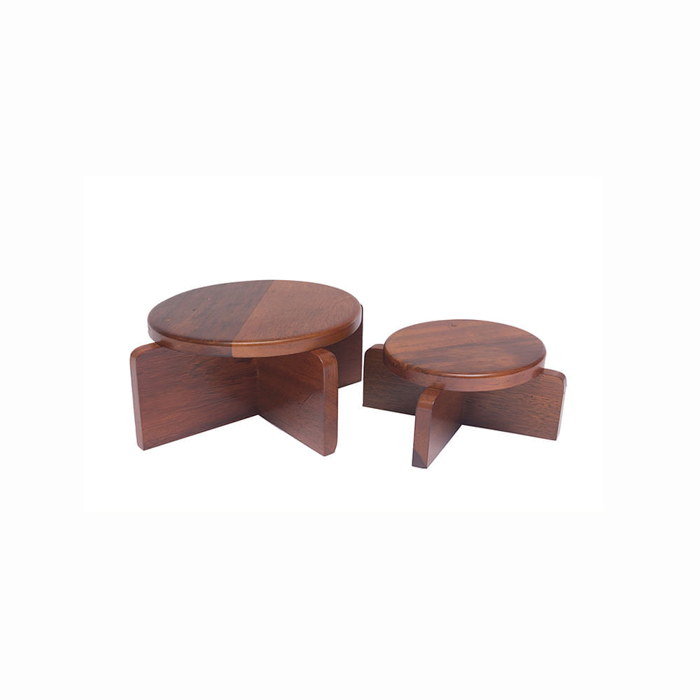 Porta Macetas Redondo Bosque Sagrado  de Madera Reciclada Grande