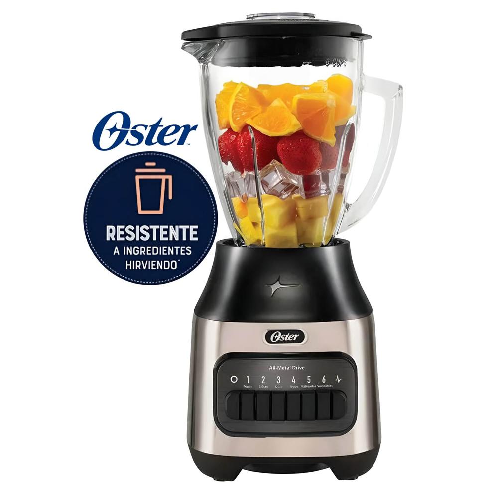 Licuadora con vaso de vidrio y 6 velocidades Oster BLSTPEG-NPB 1.5 Lts