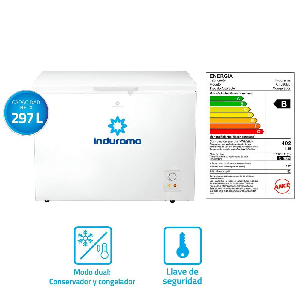 Congelador Indurama 297 LT CI-320BL Blanco