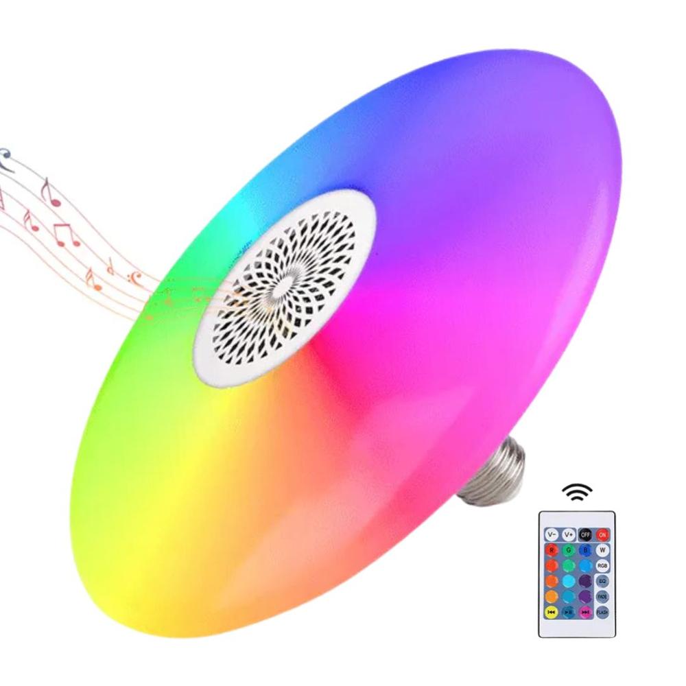Lampara Foco Parlante Bluetooth 48W Bossney Luz Blanca + RGB BS-3016