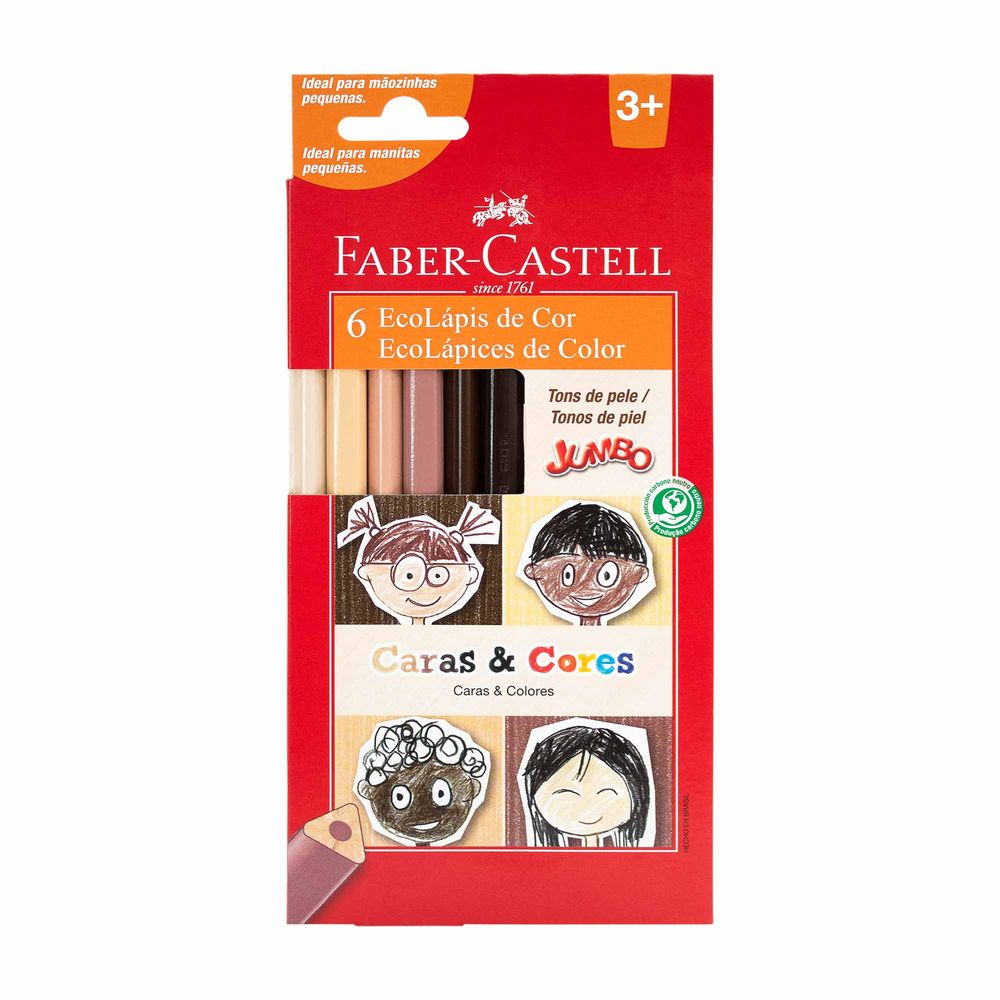 Lápices FABER CASTELL Eco-Lápices Jumbo Caras & Colores Caja 6un