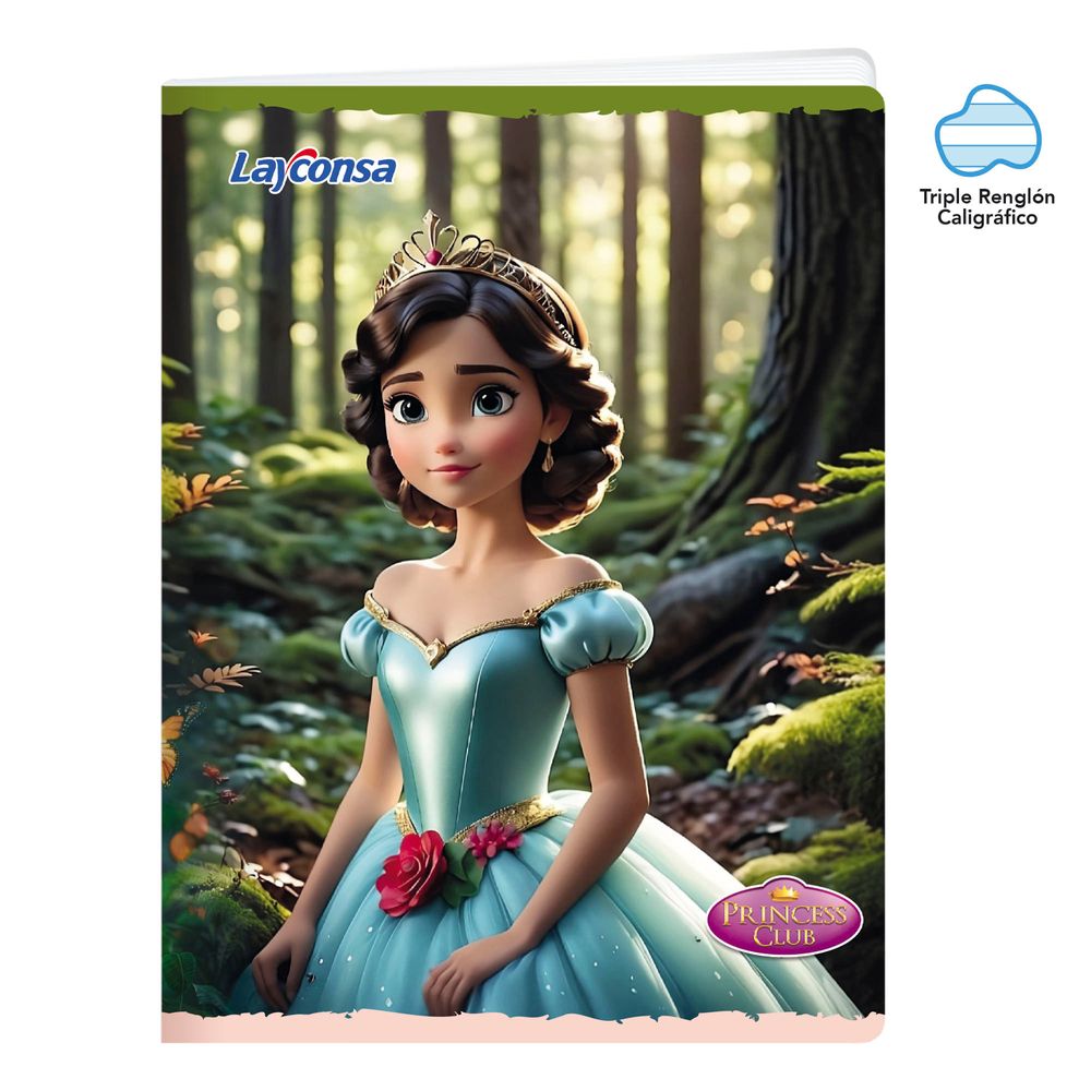 Cuaderno LAYCONSA Grapado Triple Renglón Princess Club 80 Hojas