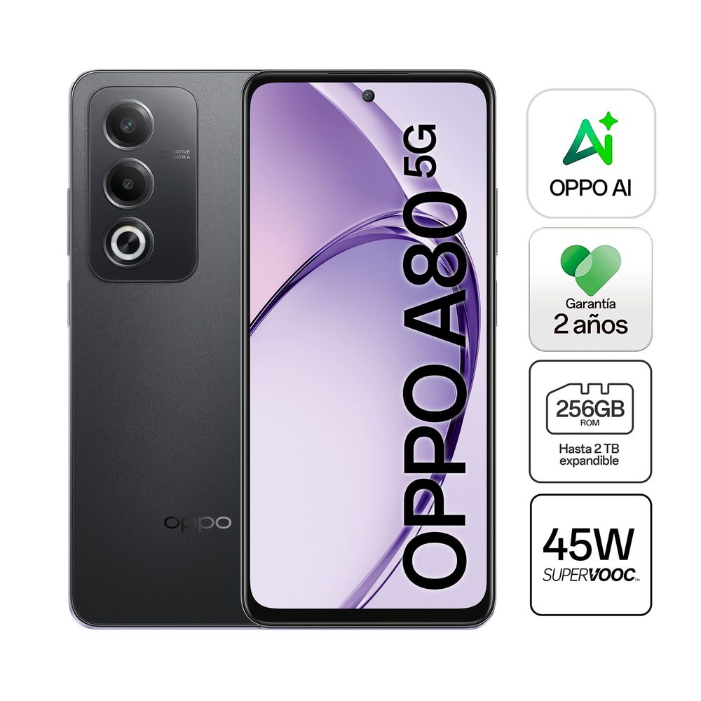 Smartphone OPPO A80 6.67"" 8GB 256GB 50MP Negro