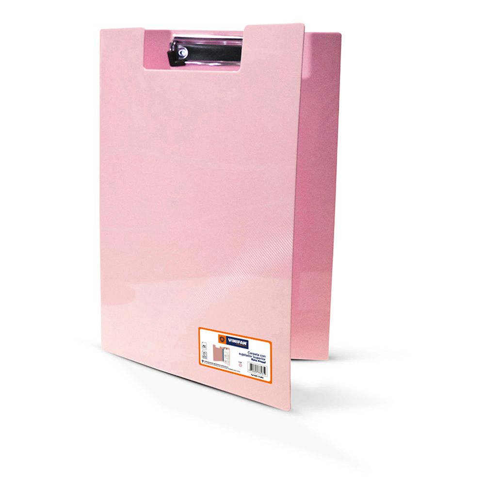 Carpeta VINIFAN con Sujetador Superior Color Rosa Pastel 1un