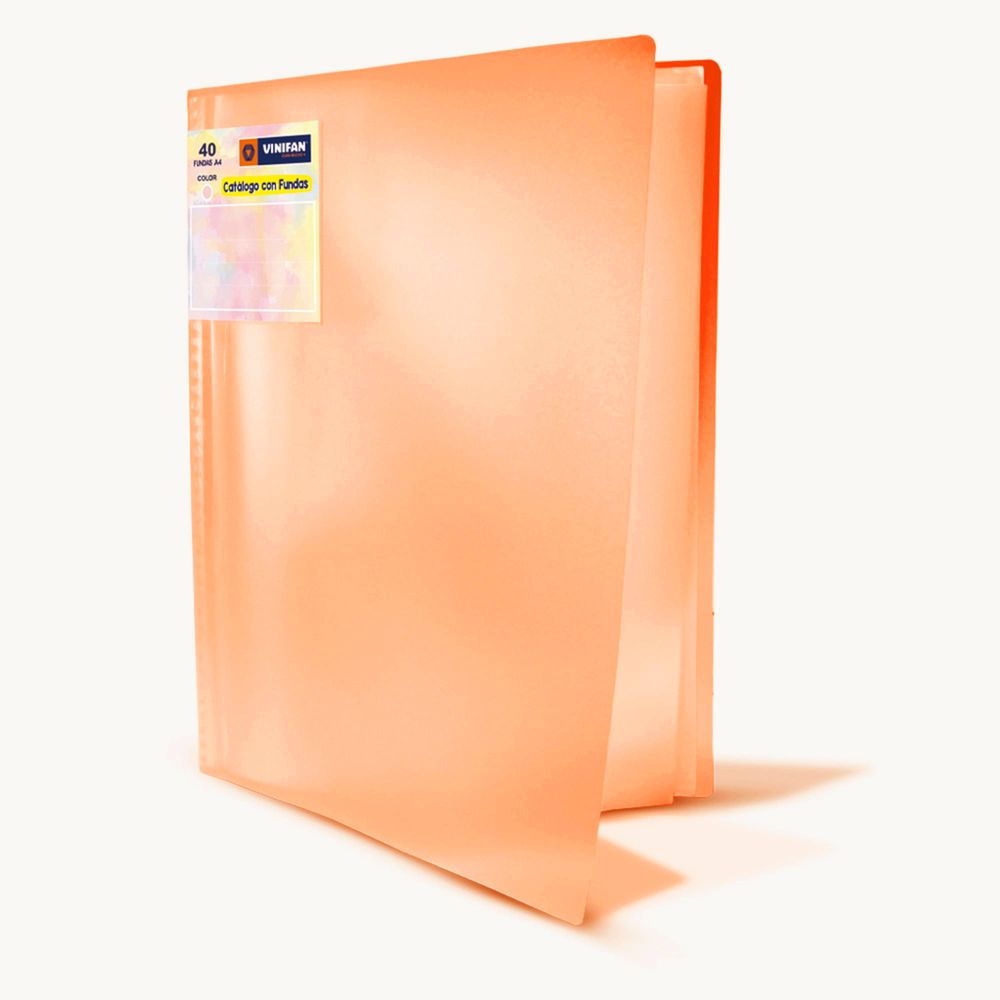 Catálogo con Fundas VINIFAN A4 Color Durazno Pastel 40un