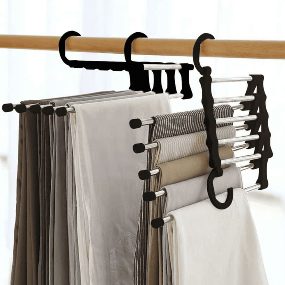 Pack x2 Perchero Colgador de Ropa Pantalones Gancho Organizador de Closet 5 en 1