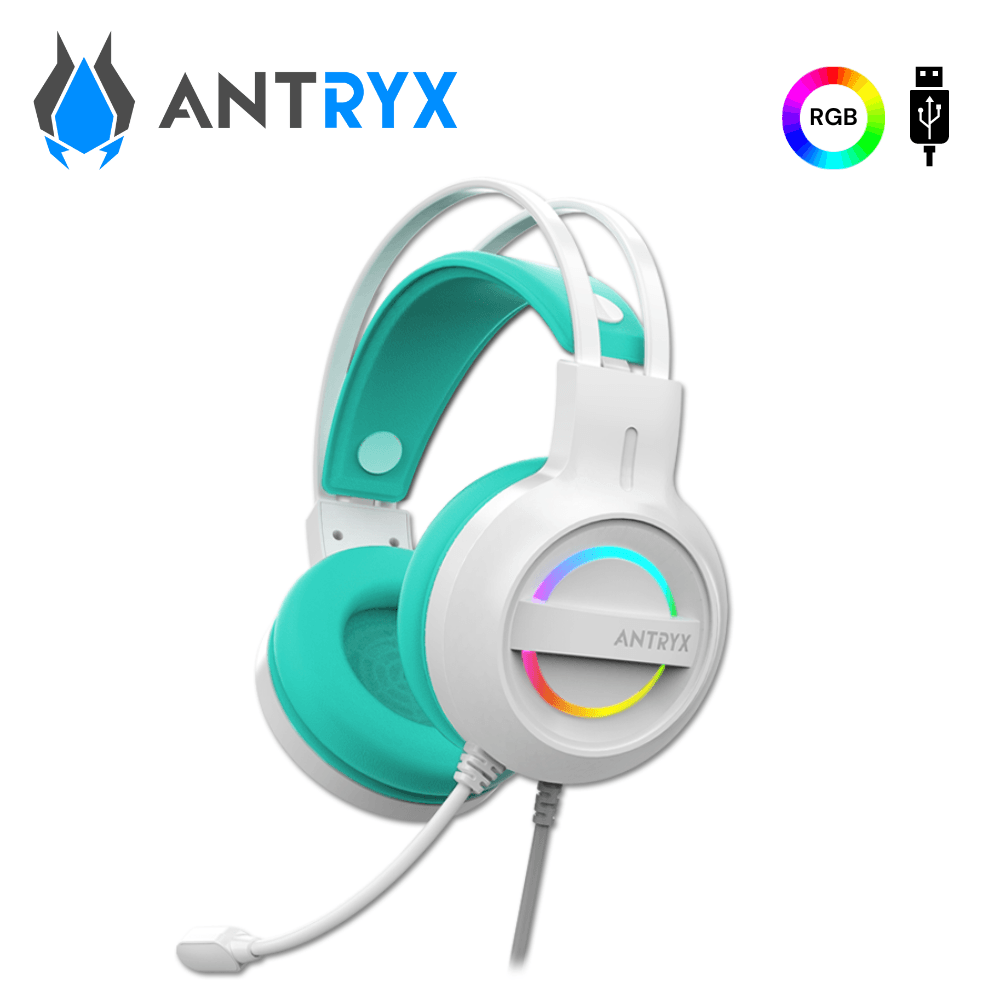 Audífono c/micrófono Antryx Iris W Turquesa 7.1 Virtual USB