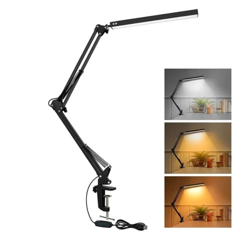 Lampara para Escritorio Mesa Luz led brazo plegable 12W 360° usb