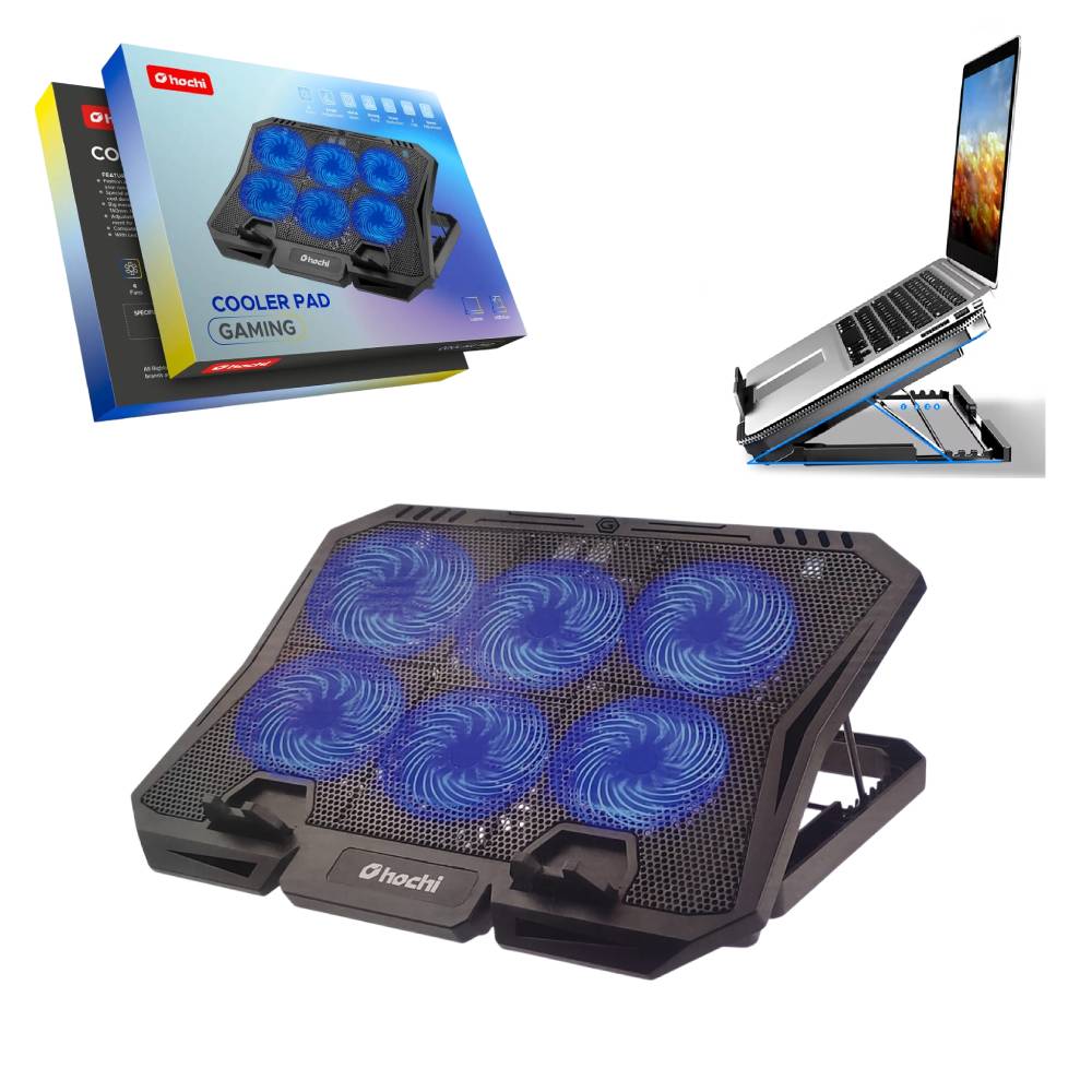 Soporte Cooler para Laptop 6 Ventiladores Soporta Hasta 17""