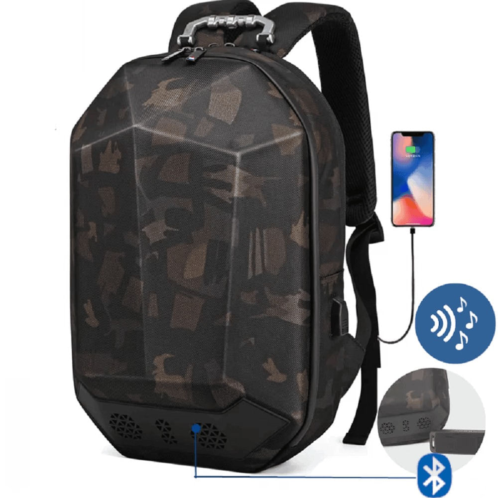 Mochila Bluetooth OZUKO Reproductor De Sonido Portalaptop 15.6 Puerto Usb Camuflaje