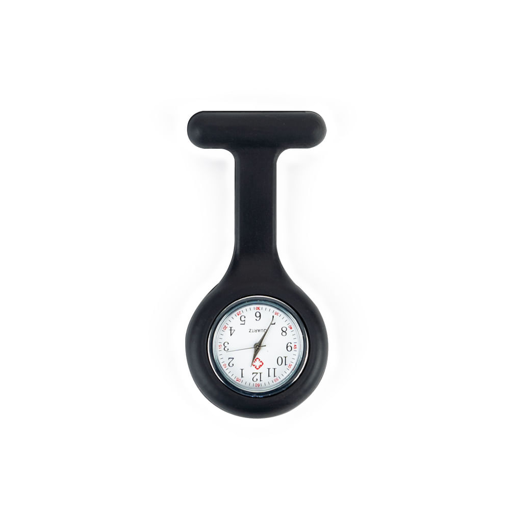Reloj para Enfermera de Silicona Negro con Pin Solapa