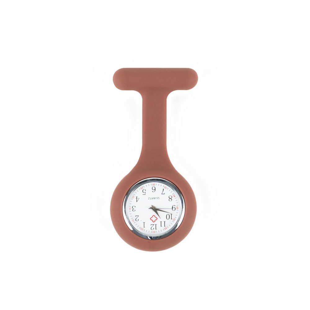 Reloj para Enfermera de Silicona Marrón con Pin Solapa
