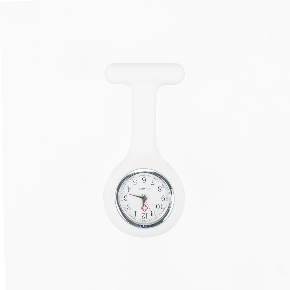 Reloj para Enfermera de Silicona Blanco con Pin Solapa