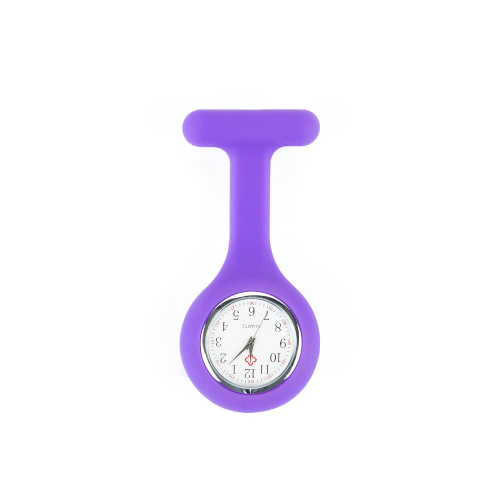 Reloj para Enfermera de Silicona Morado con Pin Solapa