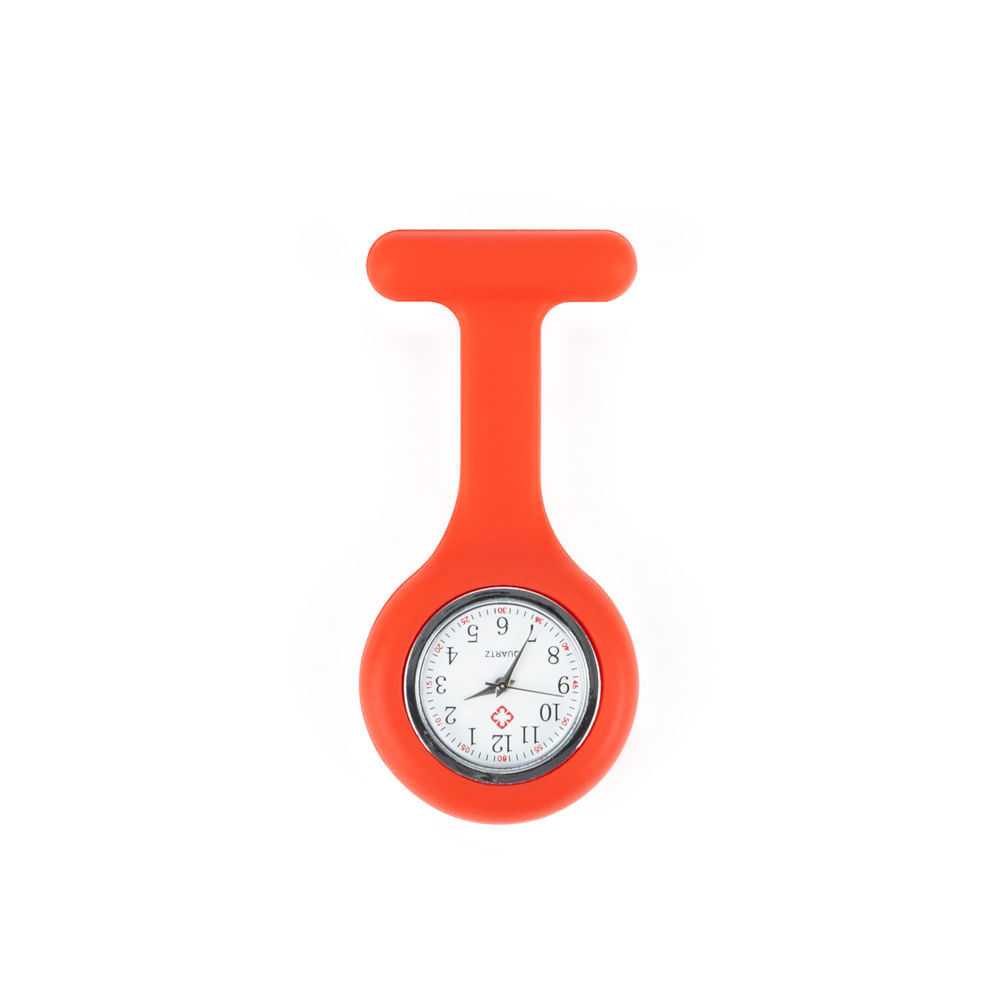 Reloj para Enfermera de Silicona Rojo con Pin Solapa