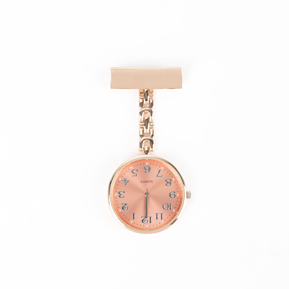 Reloj para Enfermera Elegante Oro Rosa con Pin Solapa