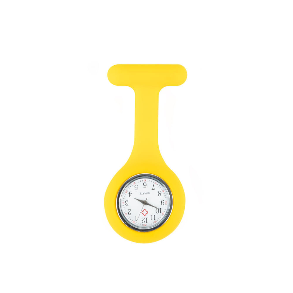 Reloj para Enfermera de Silicona Amarillo con Pin Solapa