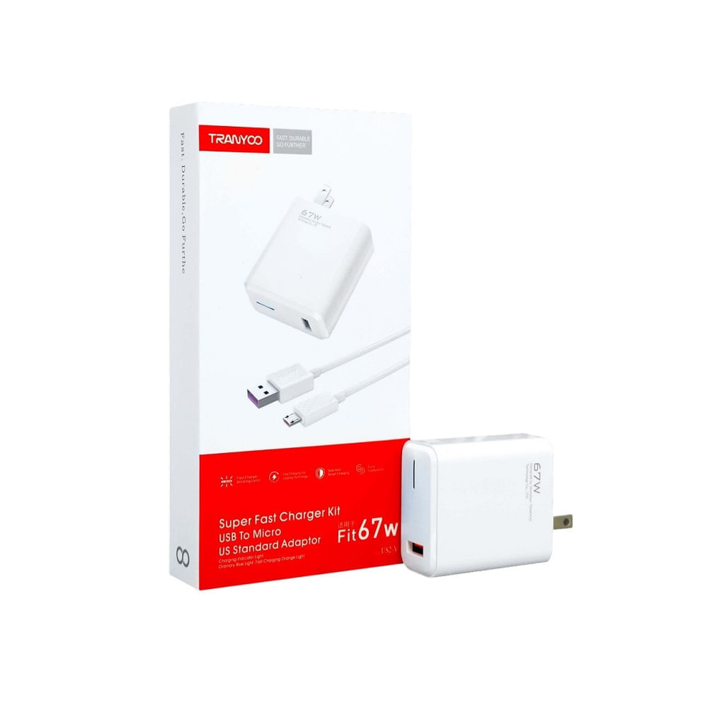 Cargador Tipo Usb Micro Super Carga Rapida 67W Tranyco