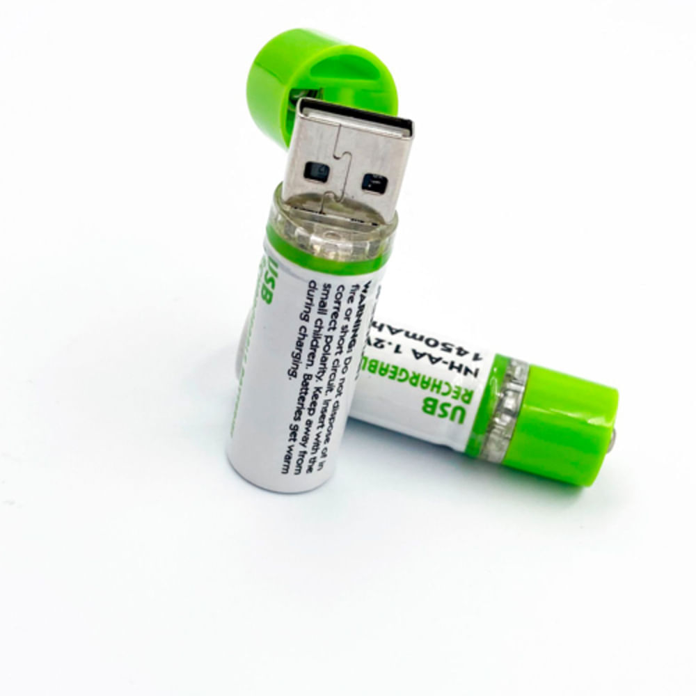 Pilas recargables AA de 1.5V con cable tipo C
