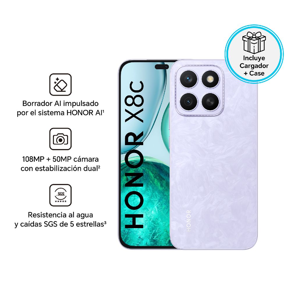 Celular Honor X8c 256GB 8GB ABR-LX3 6.7"" Cloud Purple