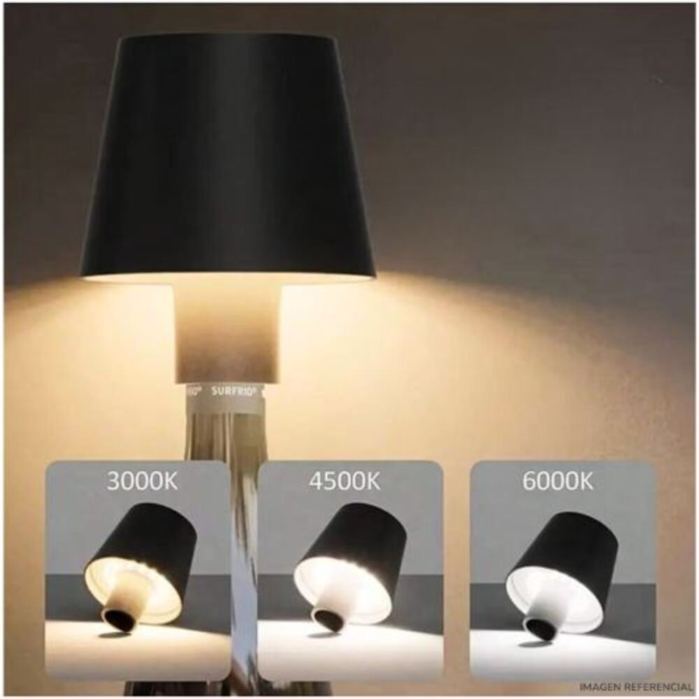 Lampara de Mesa para Botella LED Portatil 3 tipos de iluminación Negro