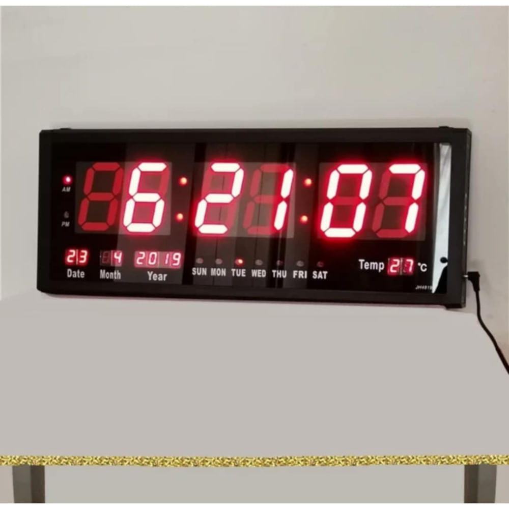 Reloj Digital Led 59 x 22cm de Pared con Calendario Temperatura Fecha