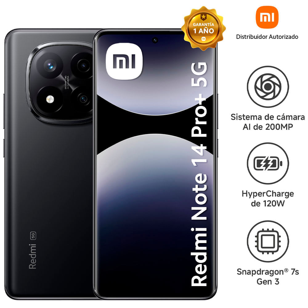 Smartphone XIAOMI REDMI NOTE 14 PRO+ 6.67"" 8GB 256GB 200MP Midnight Black