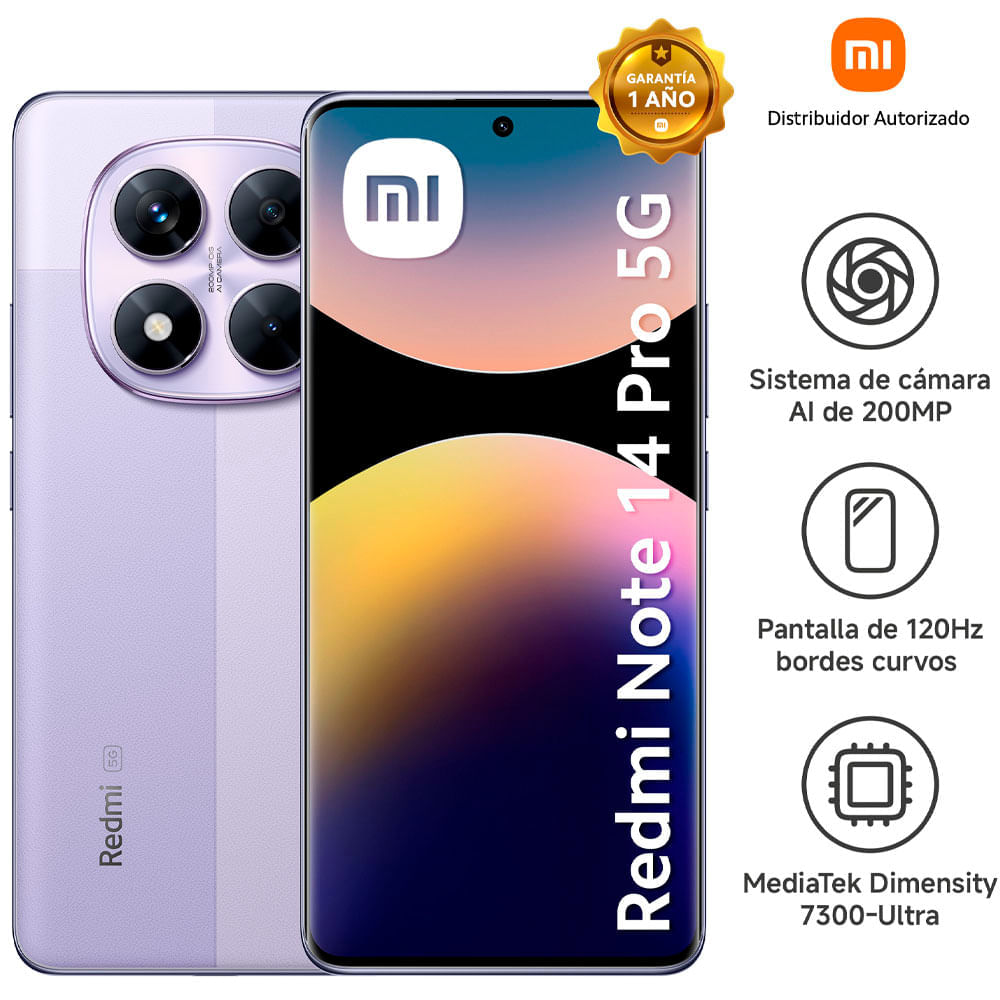 Smartphone XIAOMI REDMI NOTE 14 PRO 5G 6.67"" 8GB 256GB 200MP Lavender Purple