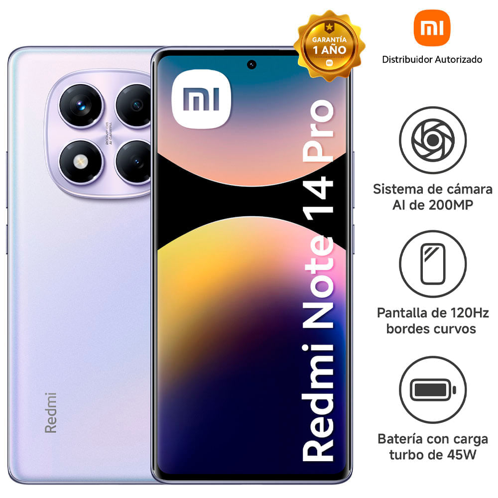 Smartphone XIAOMI REDMI NOTE 14 PRO 6.67"" 8GB 256GB 200MP Aurora Purple