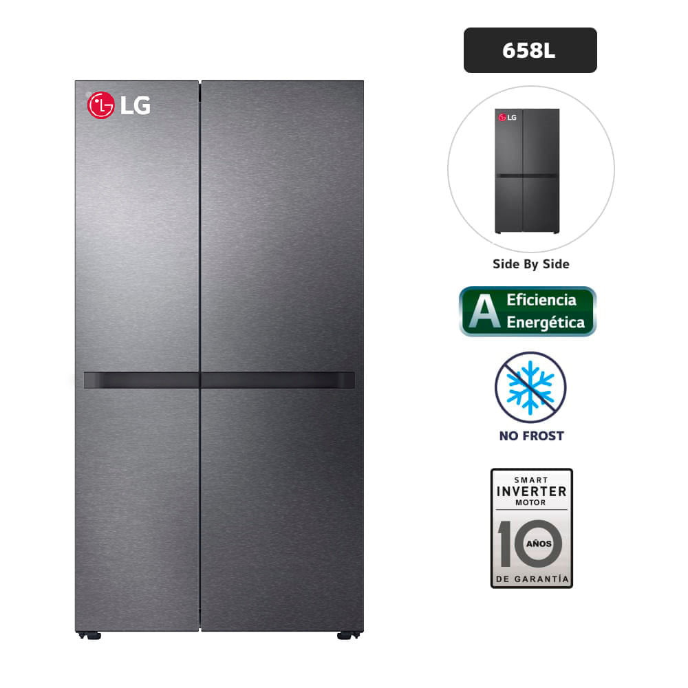 Refrigeradora LG 658L No Frost GS66BPM Negro Mate