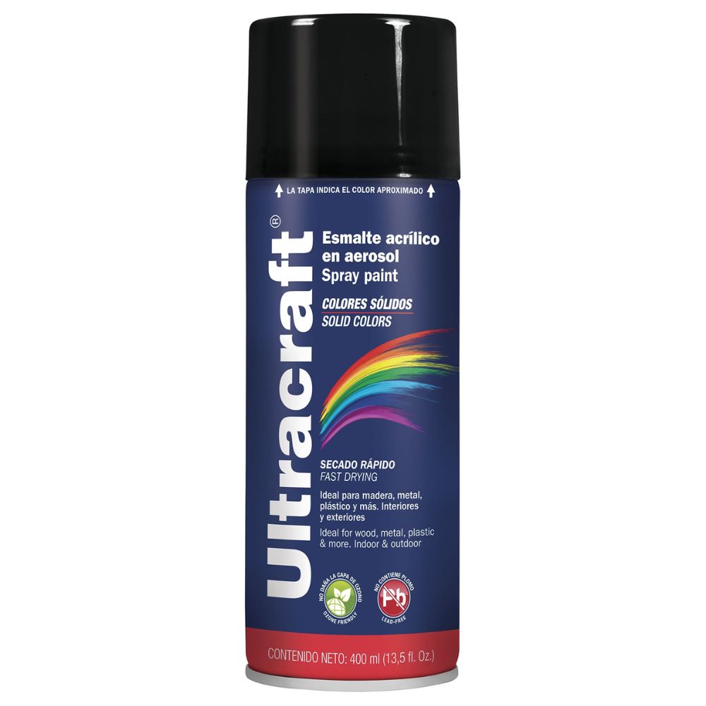 Pintura spray color NEGRO BRILLANTE, ULTRACRAF