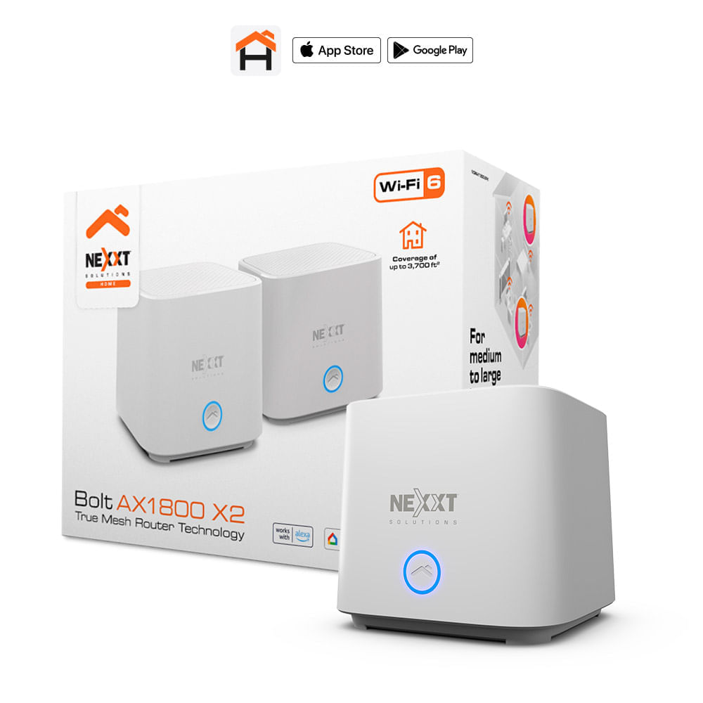 Router Mesh Nexxt Bolt Ax1800 Wifi 6 Pack de 2 Nodos