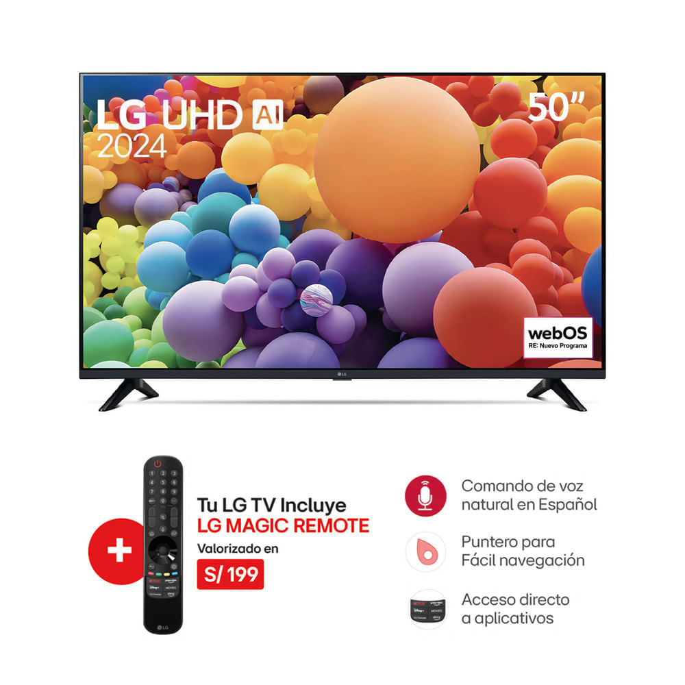 Televisor LG 50"" LED Smart TV UHD 4K con ThinQ AI 50UT7300PSA + Control Magic