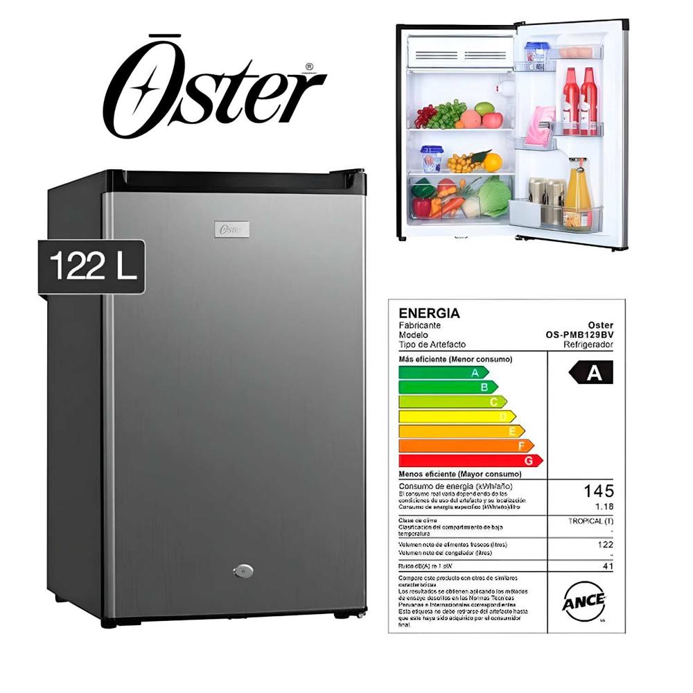 Frigobar Oster 122L OS PMB129BV Negro con Silver