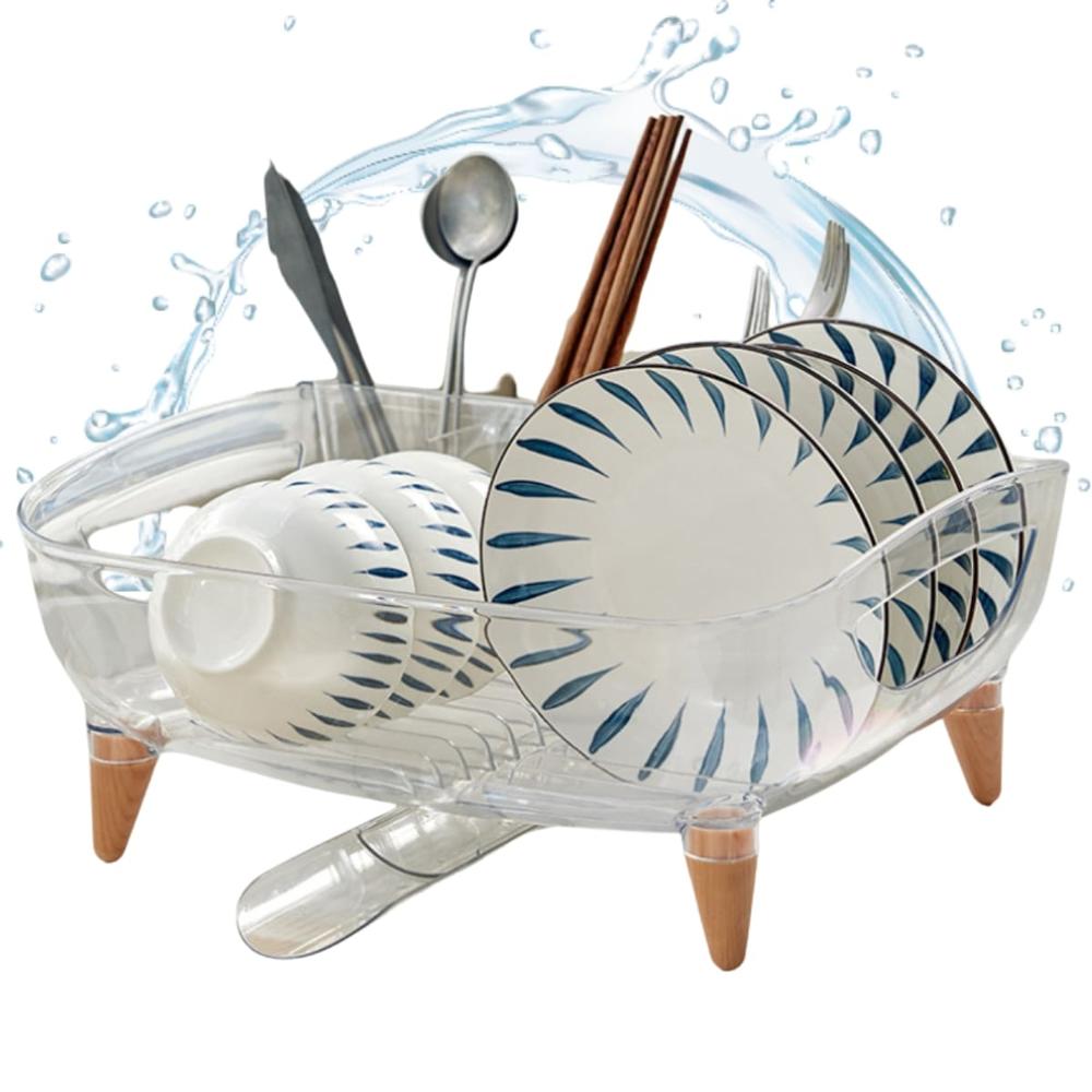 Escurridor de Platos con Drenaje Giratorio Camila Transparente
