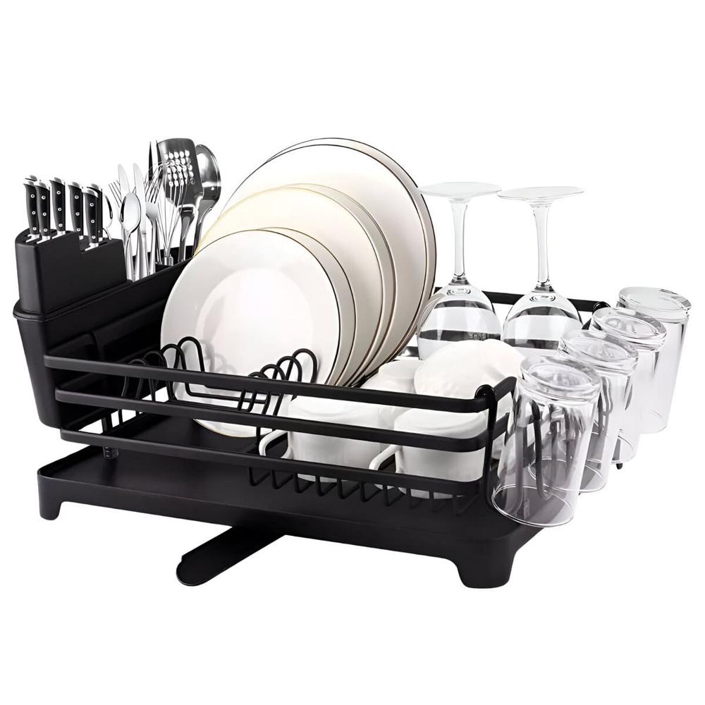 Escurridor de Platos  de 1 Nivel de Aluminio Negro Modelo 420