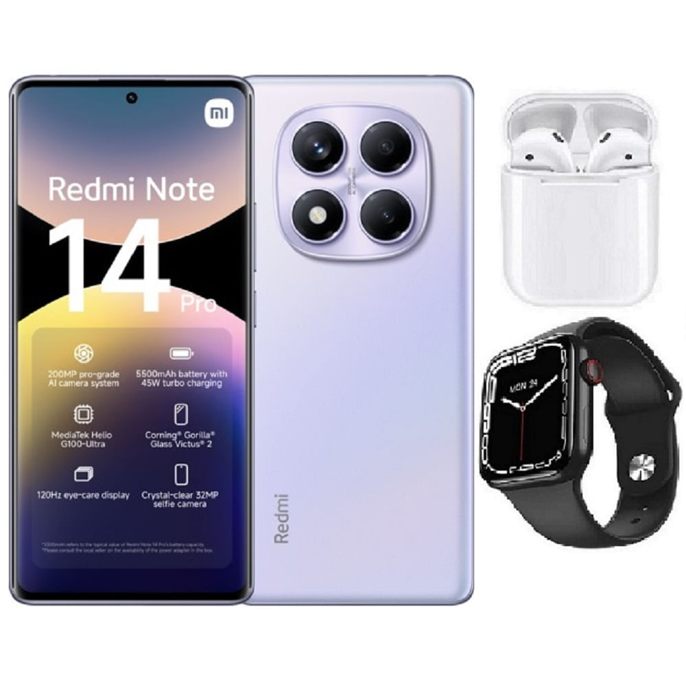 Xiaomi Redmi Note 14 Pro 4G 256GB Purpura + Audifonos + Smartwatch