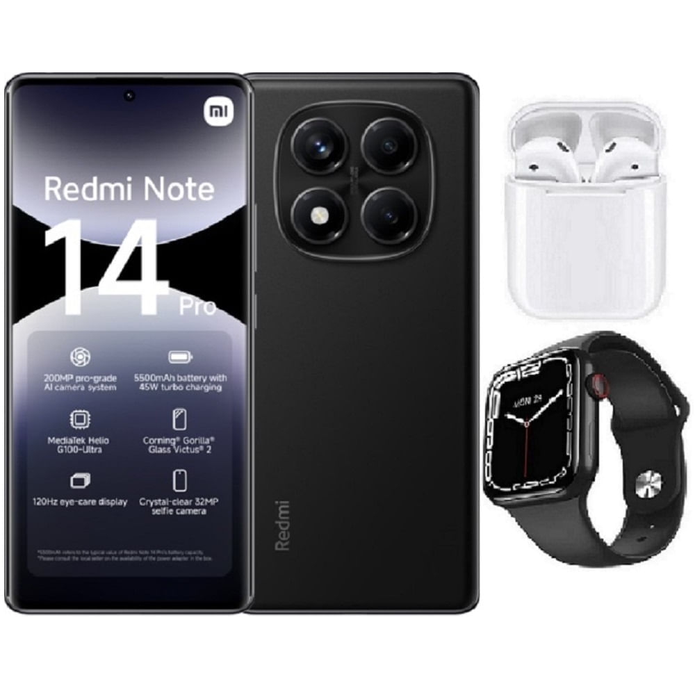 Xiaomi Redmi Note 14 Pro 4G 256GB Negro + Audifonos + Smartwatch