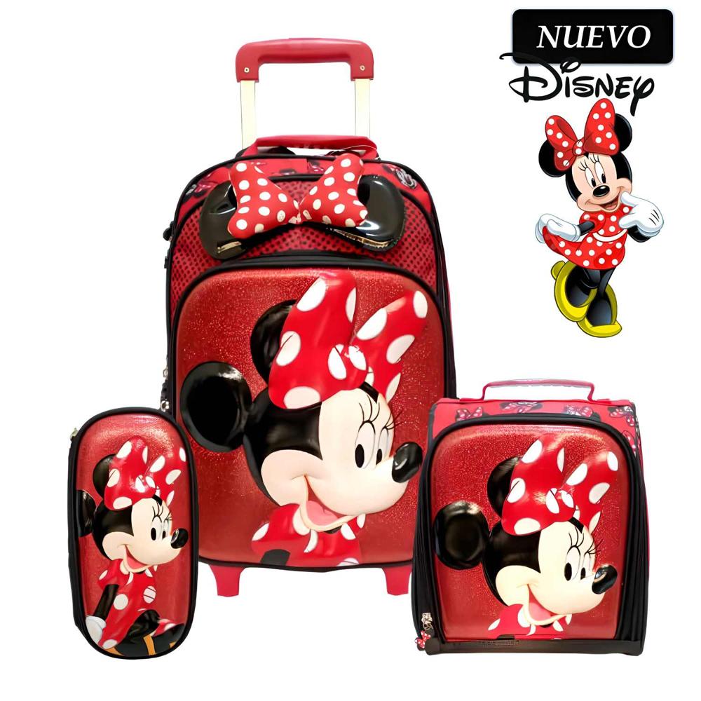 Set de Mochila con Ruedas Lonchera y Cartuchera Minnie A4 - Oechsle
