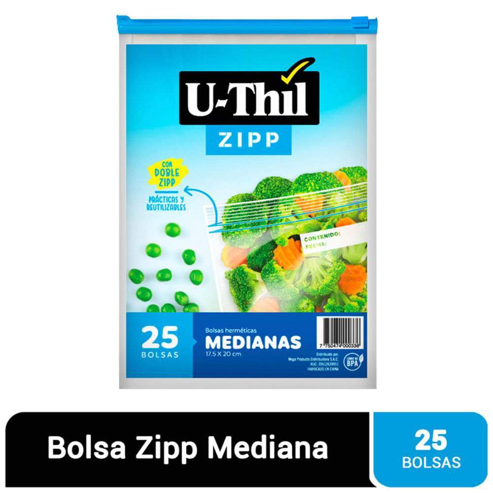 Bolsas herméticas zipp U-THIL Medianas Paquete 25Un