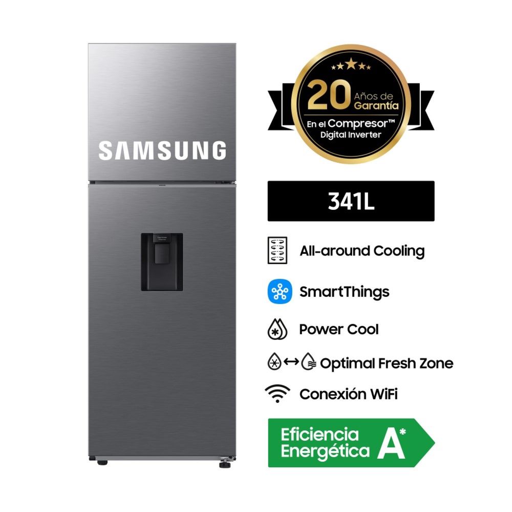 Refrigeradora Samsung Top Mount Freezer 341L RT35DG5720S9PE Silver