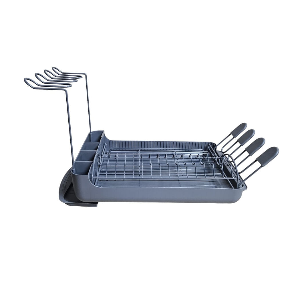 Escurreplatos de 1 Nivel con Porta Vasos y Copas Plomo