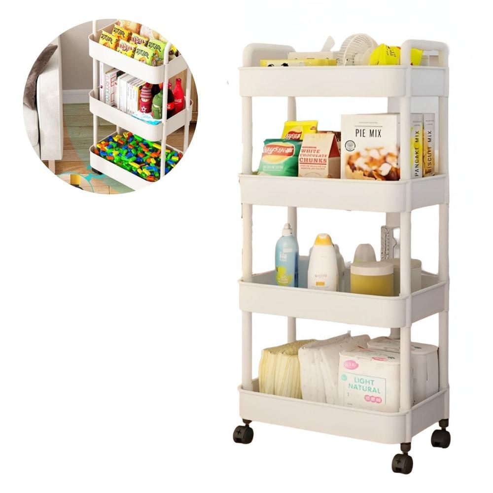 Carrito De 4 Niveles Con Asas Organizador Multiuso Blanco 337BL01